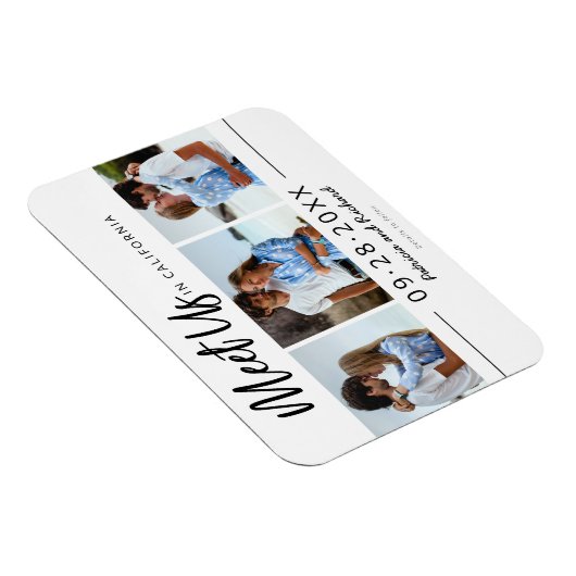 Treffen Sie uns in Hochzeit speichern Sie das 3 Fo Magnet (Rechte Seite)