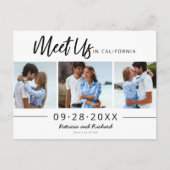 Treffen Sie uns in Hochzeit speichern Sie das 3 Fo Postkarte (Vorderseite)