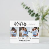 Treffen Sie uns in Hochzeit speichern Sie das 3 Fo Postkarte (Stehend Vorderseite)