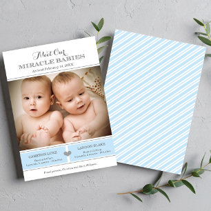 Treffen Sie unser Wunder Babies Twin Boys Blue Fot Ankündigung