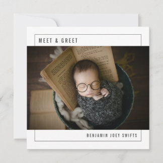 Treffen und Greet Baby Modern Foto Birth Ankündigung