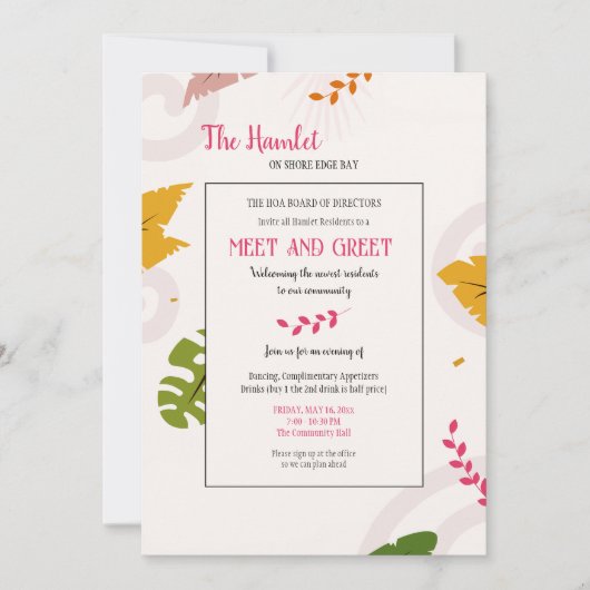 Treffen und Greet Condo Coop Einladungen (Vorderseite)