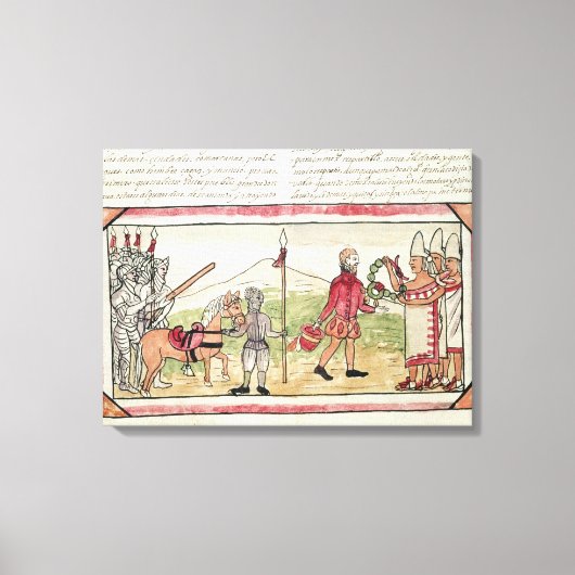 Treffen von Hernando Cortes und Montezuma Leinwanddruck (Vorderseite)