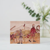 Treffen von Hernando Cortes und Montezuma Postkarte (Stehend Vorderseite)