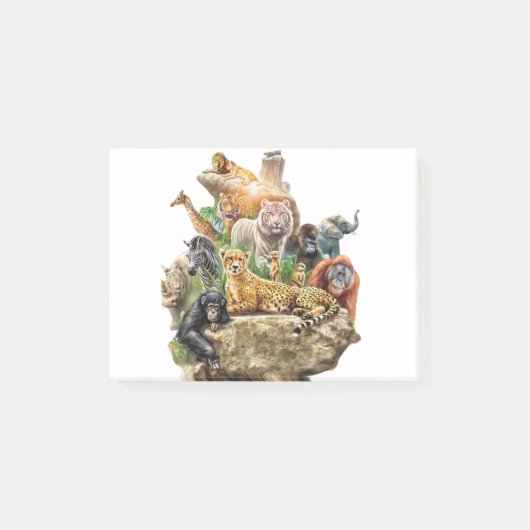 Treffen von Hund Tiger Lion Animal Forest Animals Post-it Klebezettel (Vorderseite)