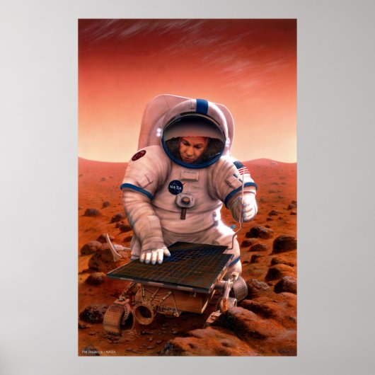 Treffen von Mann und Frau auf Mars Poster (Vorne)