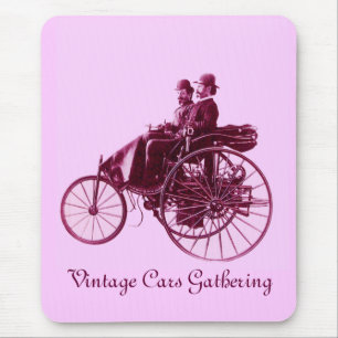 Treffen von Oldtimern, lila rosa violett weiß Mousepad
