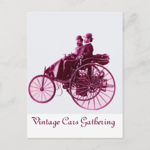 Treffen von Oldtimern, lila rosa violett weiß Postkarte