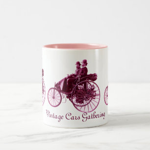 Treffen von Oldtimern, lila rosa violett weiß Zweifarbige Tasse