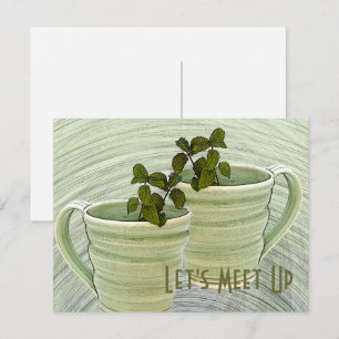 Treffen wir grüne Tasse Minzsprigs-Foto nach Maß Postkarte