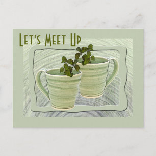 Treffen wir grüne Tasse Minzsprigs-Foto nach Maß Postkarte