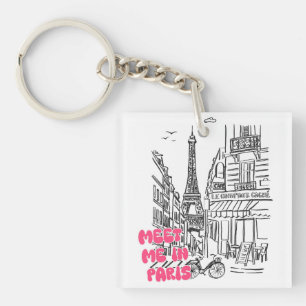 Treffen wir uns in Paris – Eiffelturm & Kaffeestub Schlüsselanhänger