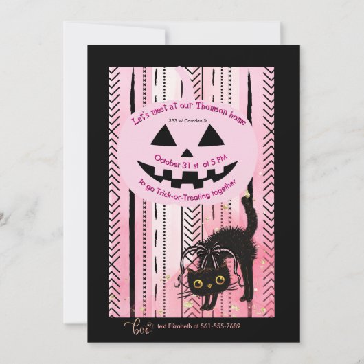 "Treffen wir uns" Kinder Halloween-Trick oder -Beh Einladung (Rückseite)