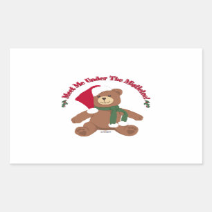 Treffen wir uns unter der Mistel! Weihnachts-Teddy Rechteckiger Aufkleber