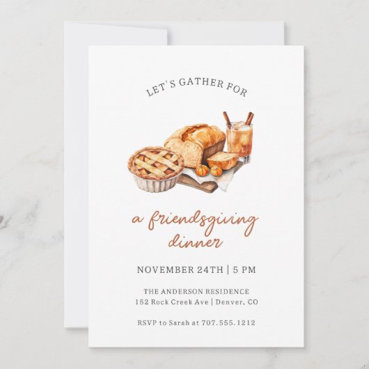 Treffen wir uns zum Abendessen mit Freunden Einladung (Vorderseite)