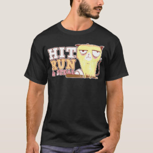Treffer Lauf & Stehlen Baseballschläger Katze Spor T-Shirt