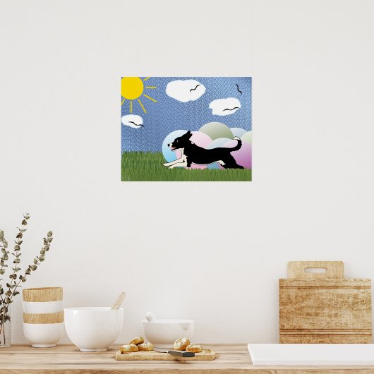 Treibball - Cartoon Happy Dog and Balls v4 Poster (Küche)