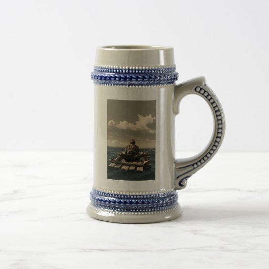 Treibend linke Hand blauer Stein Bierglas (Rechts)
