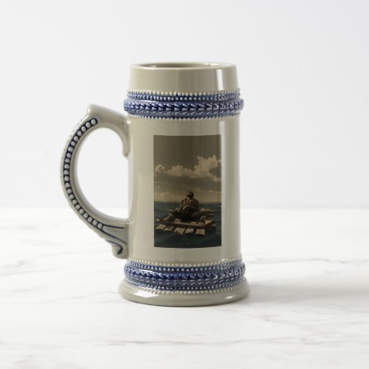 Treibend rechte Hand blauer Stein Bierglas (Links)