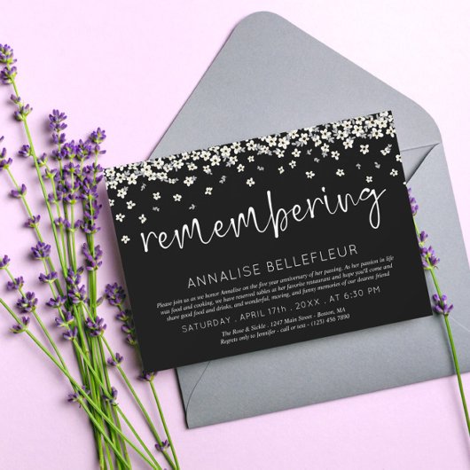 treibende Blume, die an den Todestag erinnern Einladung