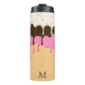 Treibende Eiscreme Sprinkles Waffelkronenmonogramm Thermosbecher (Vorderseite)