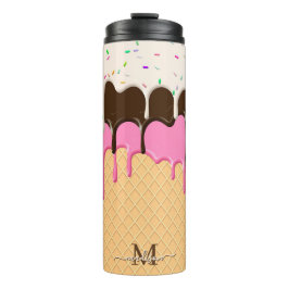 Treibende Eiscreme Sprinkles Waffelkronenmonogramm Thermosbecher