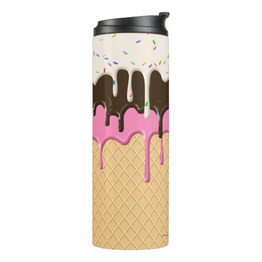 Treibende Eiscreme Sprinkles Waffelkronenmonogramm Thermosbecher (Nach links gedreht)