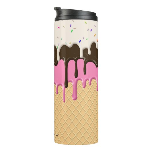 Treibende Eiscreme Sprinkles Waffelkronenmonogramm Thermosbecher (Nach rechts gedreht)