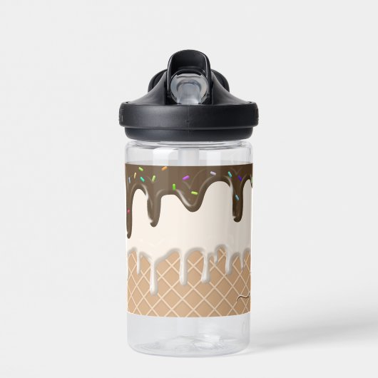 Treibende Eiscreme Sprinkles Waffelkronenmonogramm Trinkflasche (Vorne)