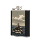 Treibende schwarze umhüllte Flasche Flachmann (Links)