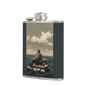 Treibende tiefblaue umhüllte Flasche Flachmann (Links)