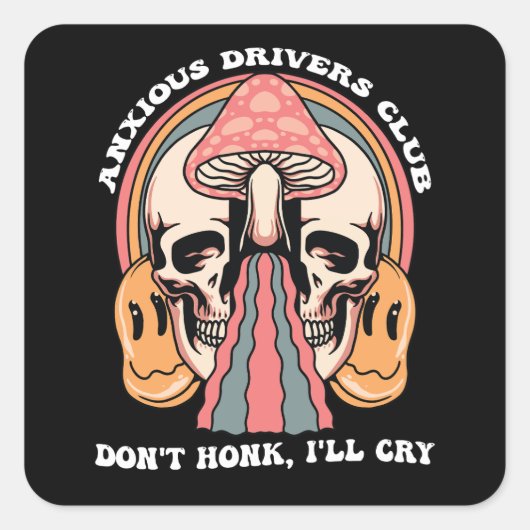 Treibender Club Don't Honk Ich weine Groovy Re Quadratischer Aufkleber (Vorderseite)