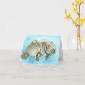 "Treibendes Manatis", eine Manatisgrußkarte Karte (Gelbe Blume)