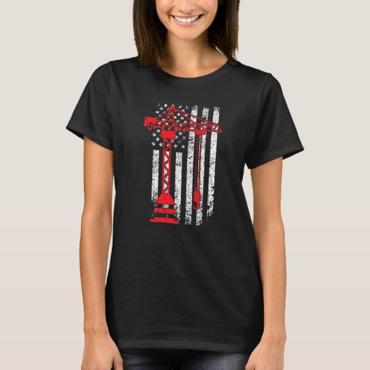 Treiber für den Kranführer US-Flag T-Shirt (Vorderseite)