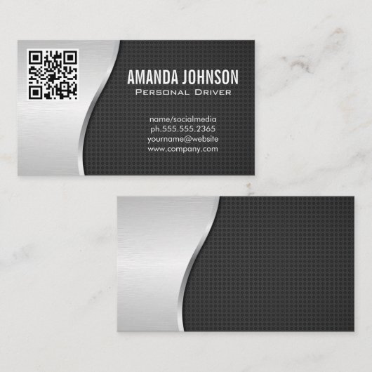 Treiber | Metallischer Hintergrund | QR-Code Visitenkarte (Vorne/Hinten)