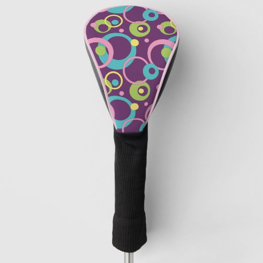Treiberabdeckung für Funky Lila Circles Golf Headcover (Vorderseite)