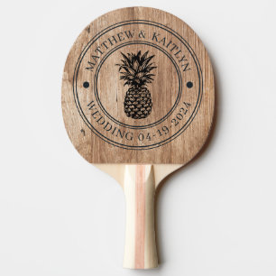 Treibholz Boards Ananas Hochzeitswappen & Namen Tischtennis Schläger