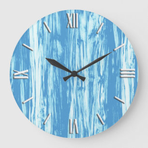 Treibholzmuster - Ozeanblau und -WEISS Große Wanduhr