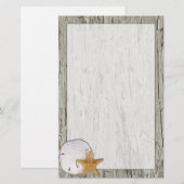 Treibholzrahmen mit Sand Dollar und Starfish Briefpapier (Vorne/Hinten)