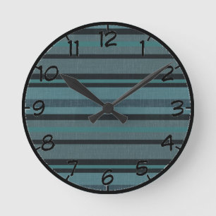 Treibstoff-aquamariner blaues Grau-Leinenblick Runde Wanduhr