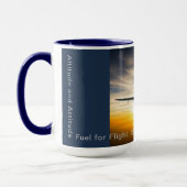 "Treibstoff für den Flug: Mit jedem Zug steigt er! Tasse (Links)