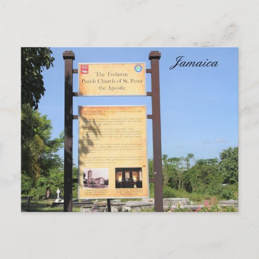 Trelawny Parish Church sign, Jamaica, photography, Postkarte (Vorderseite)