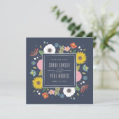 Trellis Blume Frame Save the Date - Navy Blue (Stehend Vorderseite)