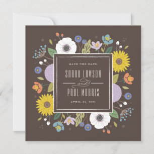 Trellis Blume Rahmen Save the Date - braun