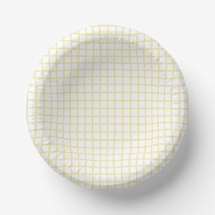 Trellis Butter Gelb - Weiß Pappteller