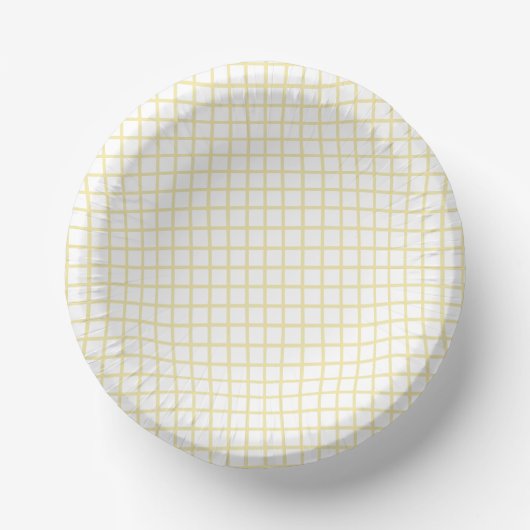 Trellis Butter Gelb - Weiß Pappteller (Vorderseite)