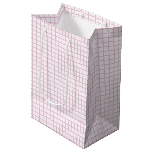Trellis Light Pink - Weiß Mittlere Geschenktüte (Vorderseite Schrägansicht)