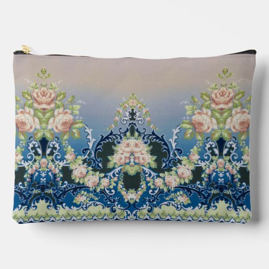 Trellis Midnight Blue Pink White Bouquets Rose Zubehörtasche (Vorderseite)