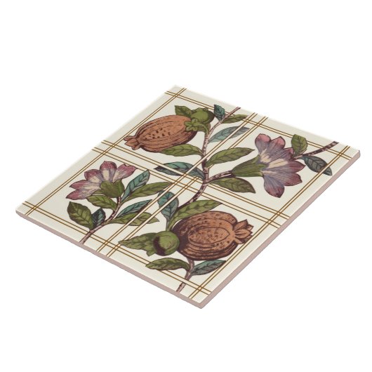 Trellis mit Fruit & Blume Repro Viktorianisch Tile Fliese (Seite)