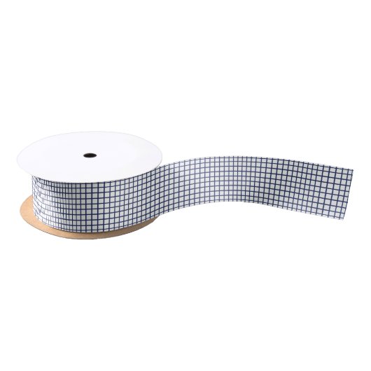 Trellis Navy Blue - White Satinband (Spule)